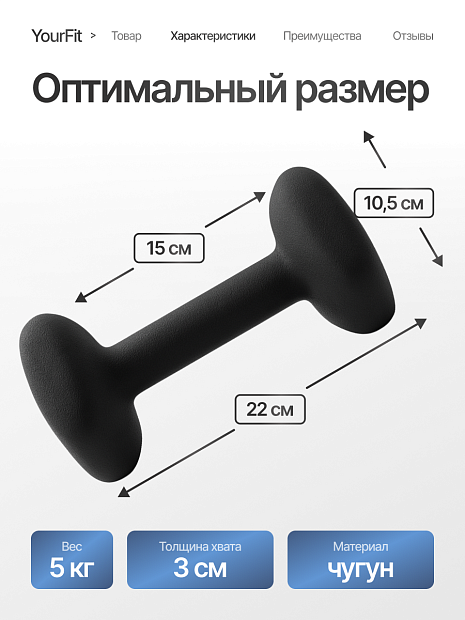 Неопреновые гантели 5  черный