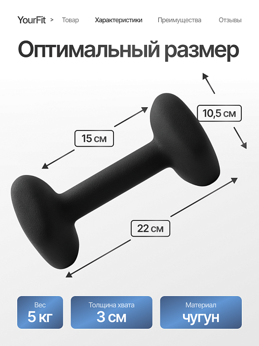 Неопреновые гантели 5  черный
