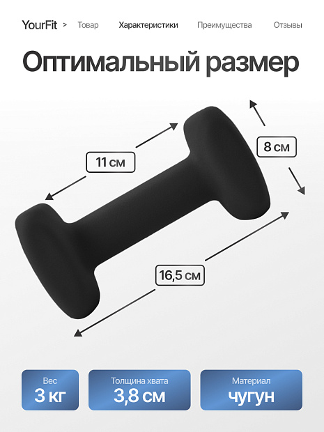 Неопреновые гантели 3  черный