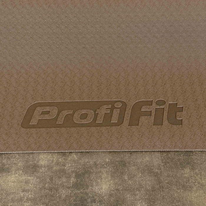 Коврик для йоги и фитнеса БАЗА (кофейный-бежевый) 5 мм PROFI-FIT