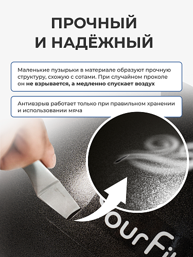 Мяч для пилатеса черный 25 см