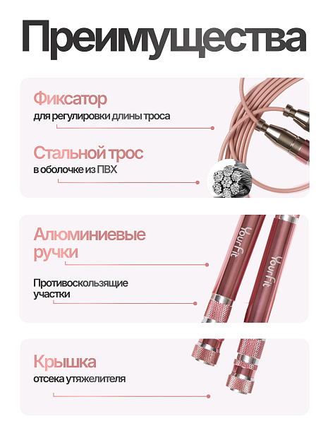 Скакалка светло-розовая с утяжелителем