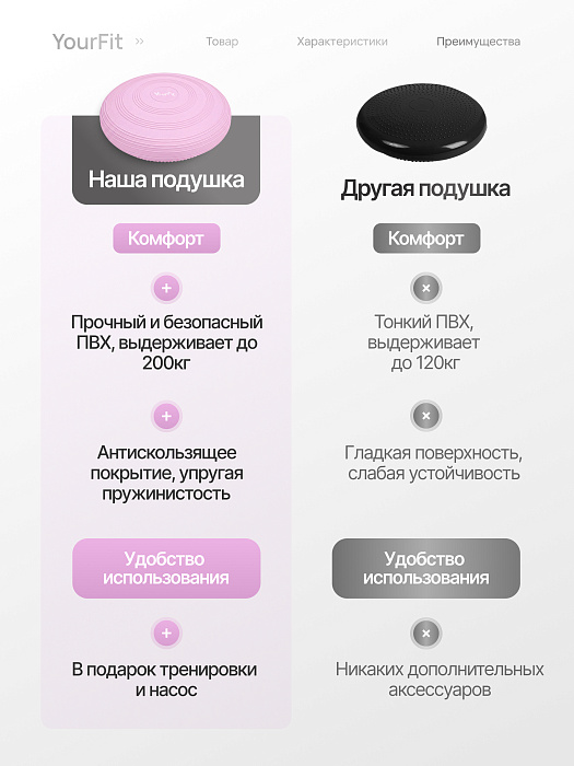 Подушка балансировочная массажная розовая