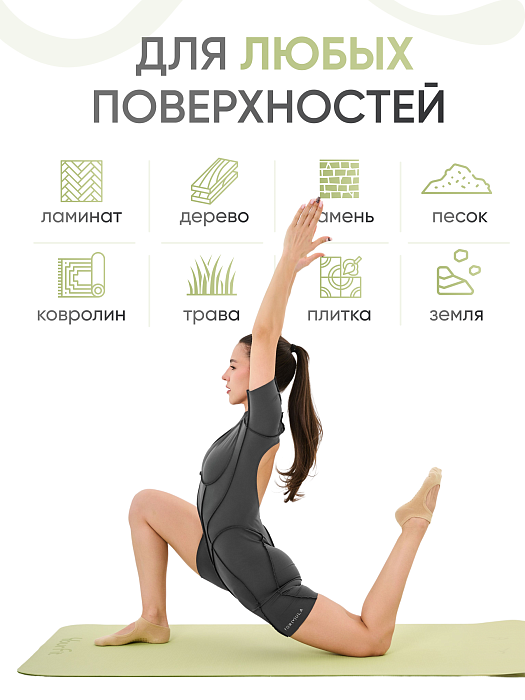 Коврик для йоги и фитнеса TPE 6 мм зеленый