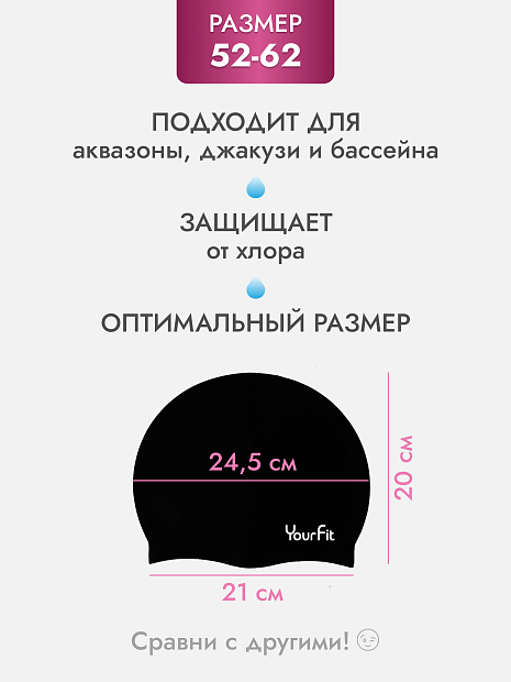 Тканевая шапочка для плавания чёрная