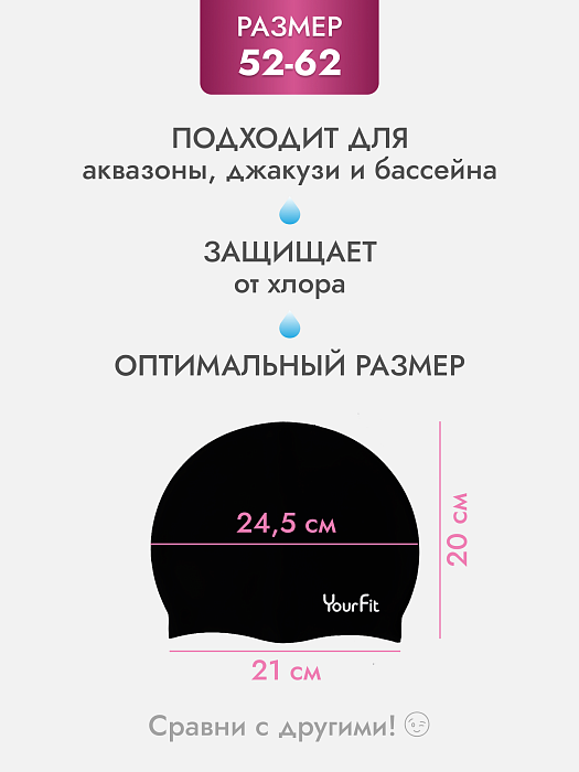 Тканевая шапочка для плавания чёрная