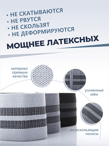 Набор тканевых резинок для фитнеса черного цвета