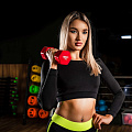 Гантель в виниловой оболочке, шестигранник PROFI-FIT 4 кг, красная