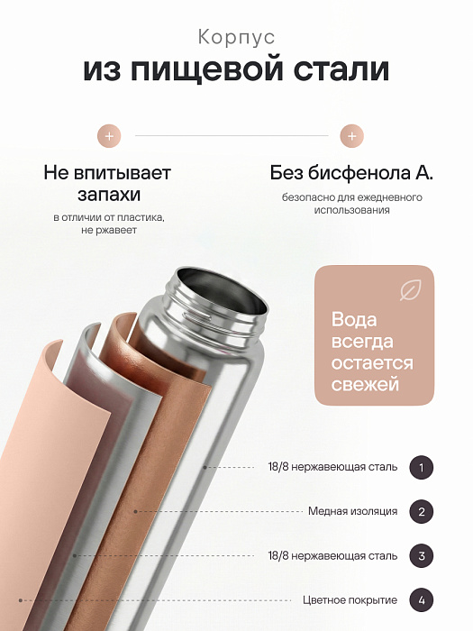 Бутылка для воды спортивная бежевая