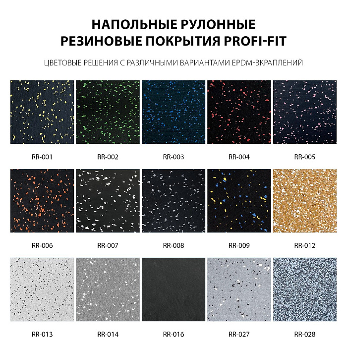 Напольное рулонное резиновое покрытие 8 мм PROFI-FIT