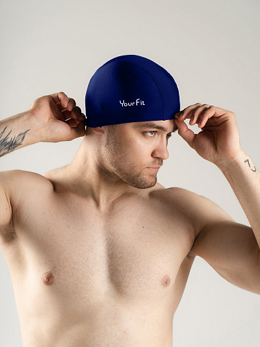 Тканевая шапочка для плавания синяя