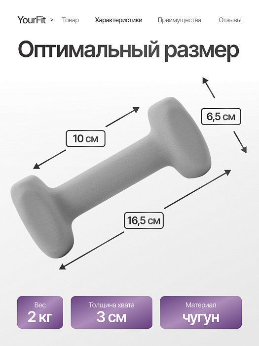 Неопреновые гантели 2  серый
