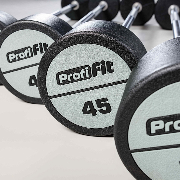 Набор прямых полиуретановых штанг (шаг 5 кг, 5 шт) PROFI-FIT 35-55 кг