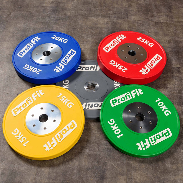 Диск профессиональный обрезиненный (цветной) D51 мм PROFI-FIT 25 кг