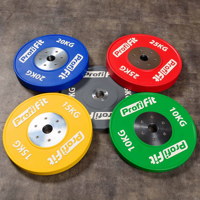 Диск профессиональный обрезиненный (цветной) D51 мм PROFI-FIT 10 кг