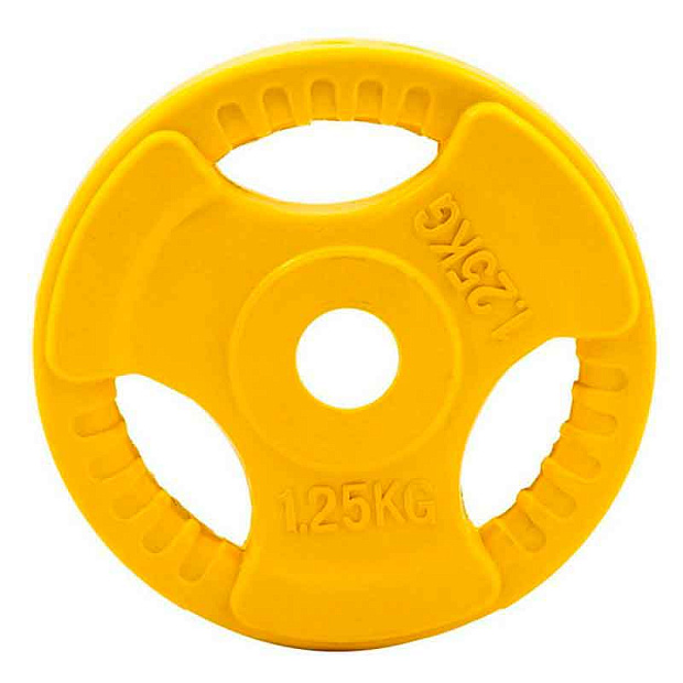 Диск обрезиненный (три хвата, цветной) D26 мм PROFI-FIT  1,25 кг