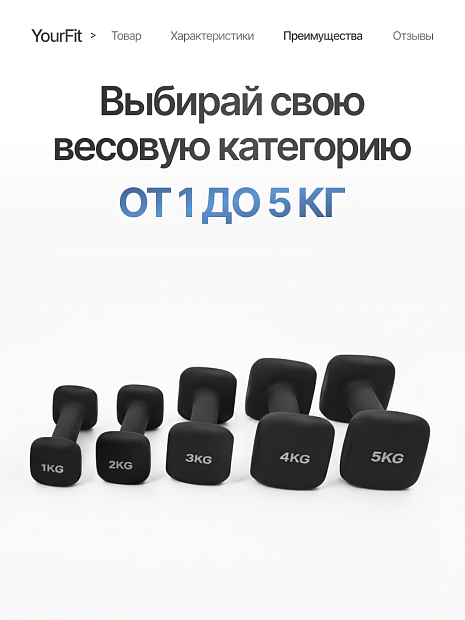 Неопреновые гантели 5  черный