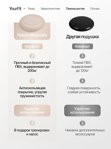 Подушка балансировочная массажная бежевая