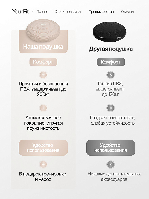 Подушка балансировочная массажная бежевая