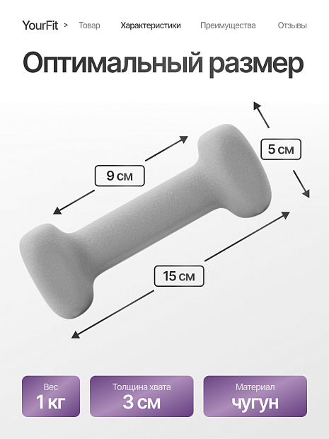 Неопреновые гантели 1  серый