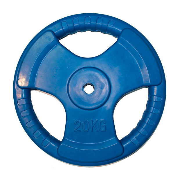 Диск обрезиненный (три хвата, цветной) D26 мм PROFI-FIT 20 кг