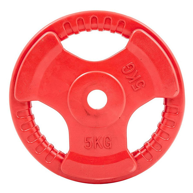 Диск обрезиненный (три хвата, цветной) D26 мм PROFI-FIT  5 кг