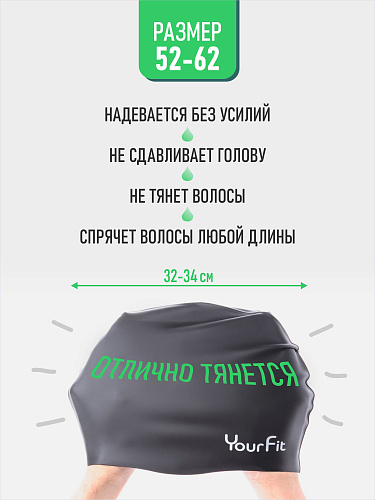 Силикновая шапочка для плавания чёрная