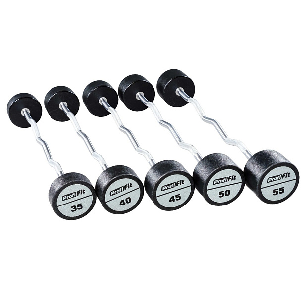 Набор изогнутых полиуретановых штанг (шаг 5 кг, 5 шт) PROFI-FIT 35-55 кг