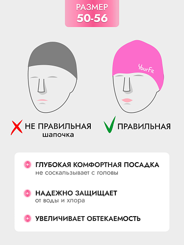 Детская силиконовая шапочка для плавания розовая