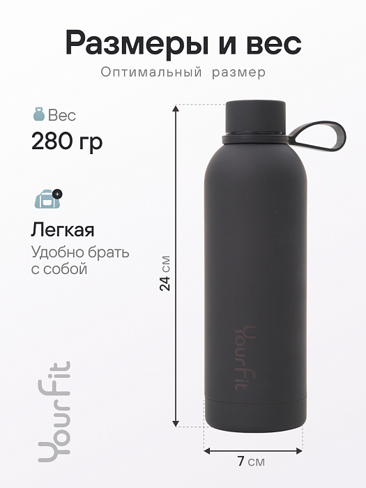 Бутылка для воды спортивная черная
