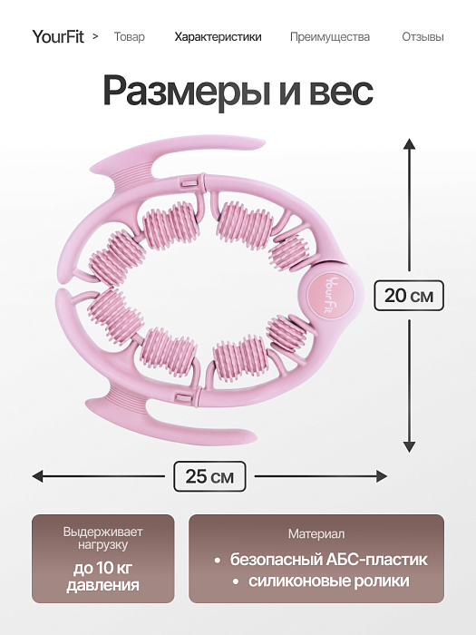 Роликовый антицеллюлитный массажер розовый
