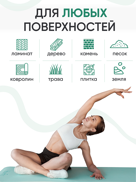 Коврик для йоги и фитнеса TPE 6 мм бирюзовый