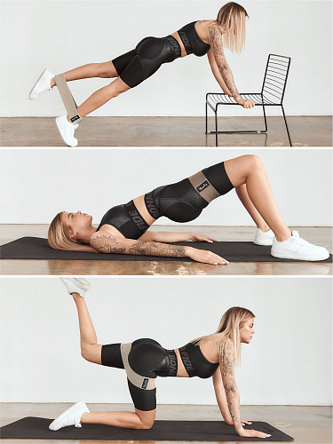 Набор тканевых резинок для фитнеса бежевого цвета