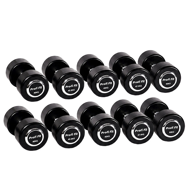Гантельный ряд профессиональный (шаг 2,5 кг, 5 пар) PROFI-FIT 40-50 кг