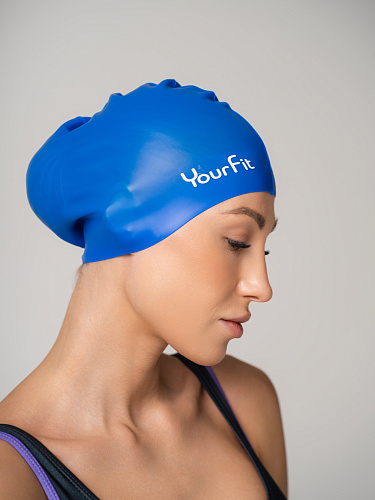 Силикновая шапочка для плавания синяя