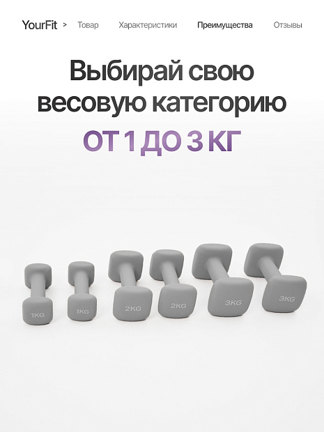 Неопреновые гантели 3  серый