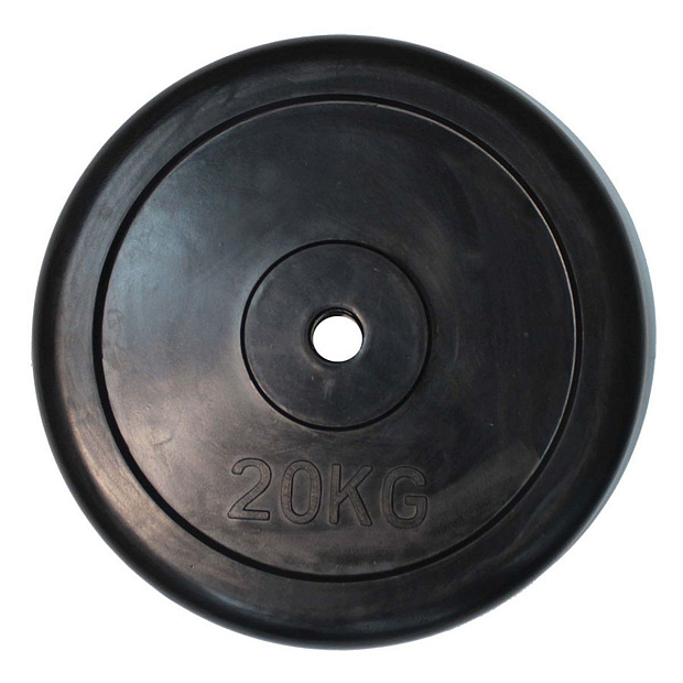 Диск обрезиненный классический, черный D26 мм PROFI-FIT 20 кг