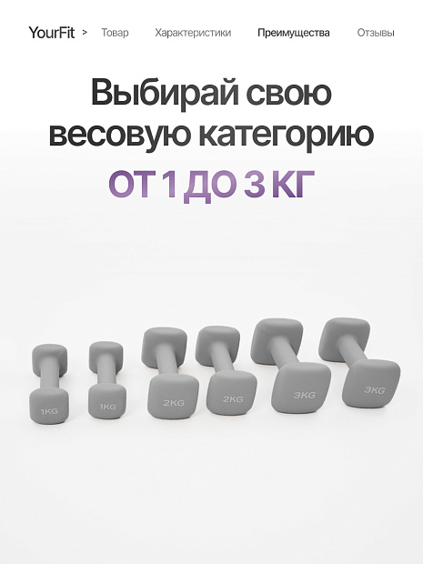 Неопреновые гантели 2  серый