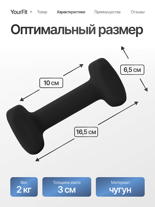 Неопреновые гантели 2  черный
