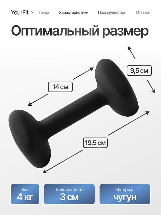 Неопреновые гантели 4  черный
