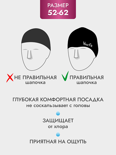 Тканевая шапочка для плавания чёрная