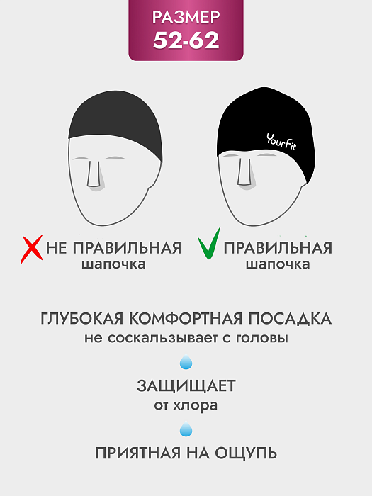 Тканевая шапочка для плавания чёрная