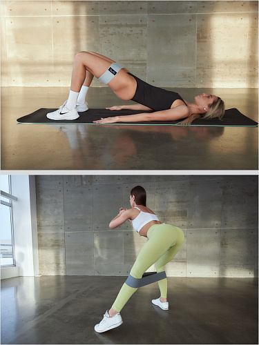 Набор тканевых резинок для фитнеса черного цвета