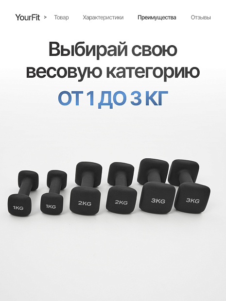 Неопреновые гантели 3  черный