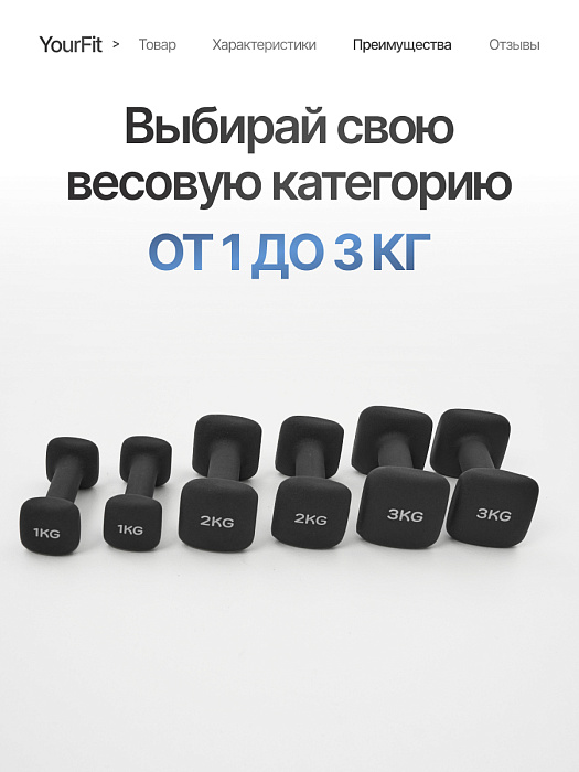 Неопреновые гантели 2  черный