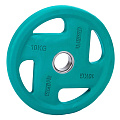 Диск обрезиненный (четыре хвата, цветной) D51 мм PROFI-FIT 10 кг