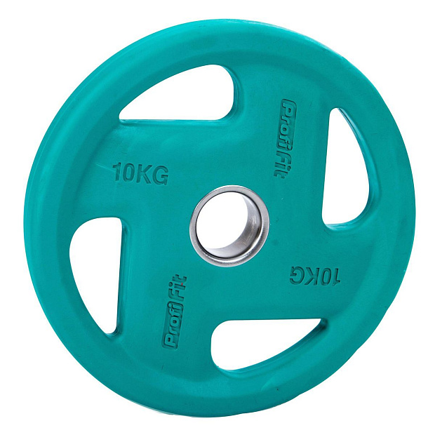 Диск обрезиненный (четыре хвата, цветной) D51 мм PROFI-FIT 10 кг
