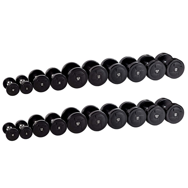Гантельный ряд силовой (шаг 2,5 кг, 10 пар) PROFI-FIT 2,5-25 кг