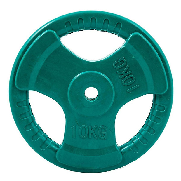 Диск обрезиненный (три хвата, цветной) D26 мм PROFI-FIT 10 кг
