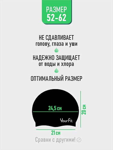 Силикновая шапочка для плавания чёрная